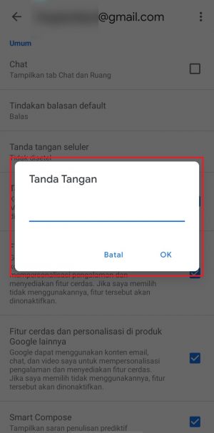 isi signature pada pop-up yang muncul