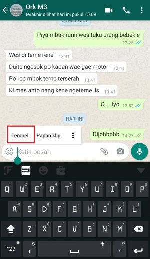 Cara membuat tulisan kecil di WhatsApp 5 pastekan font