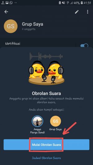 Cara memulai ataupun bergabung voice chat Telegram 10