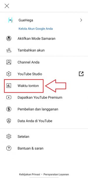 Cara Membatasi Waktu Nonton Youtube dengan "Timer" otomatis 2 tekan menu waktu tonton yang ada di bawahnya