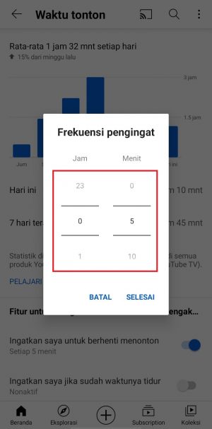 Cara Membatasi Waktu Nonton Youtube dengan "Timer" otomatis 4 atur frekuensi pengingat sesuai keinginan