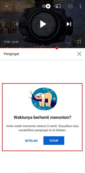 Cara Membatasi Waktu Nonton Youtube dengan "Timer" otomatis 6 tampilan pengingat untuk berhenti menonton