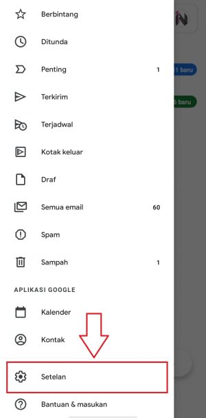 geser ke bawah dan tekan menu setelan