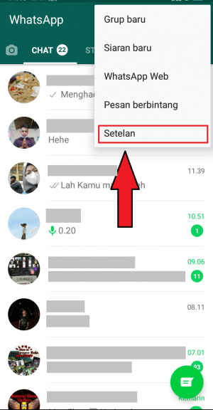 Pilih "Setelan" untuk masuk ke pengaturan