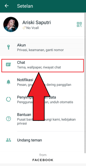 Pilih "Chat" untuk melanjutkan ke pengaturan chat