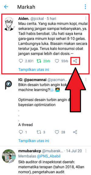 pilih ikon paling kanan untuk menghapus markah