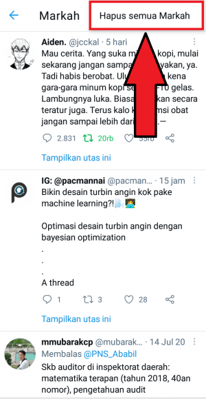 pilih “Hapus semua markah” untuk menghapus keseluruhan