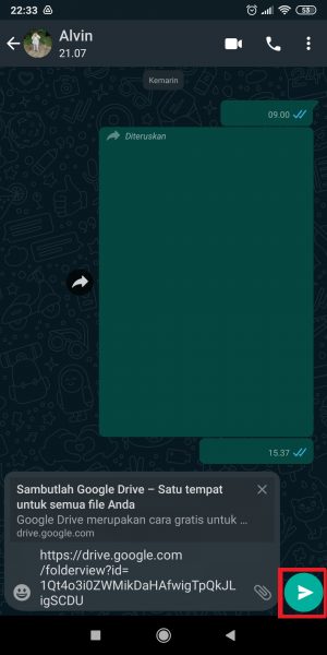 Tap icon "Send" di kanan bawah. 