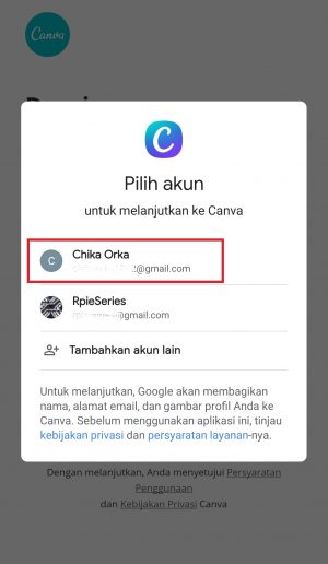 klik salah satu email 