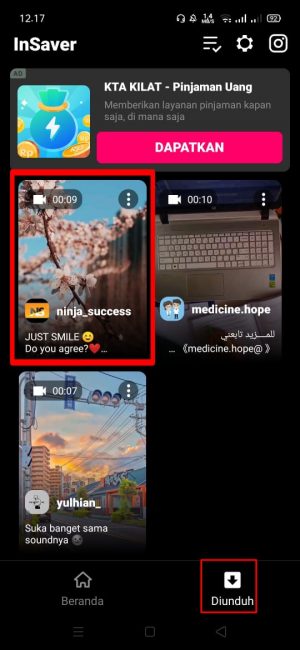 Cara Download Video Reels Instagram Ke Galeri HP 21 Klik dan pilih "laman diunduh"