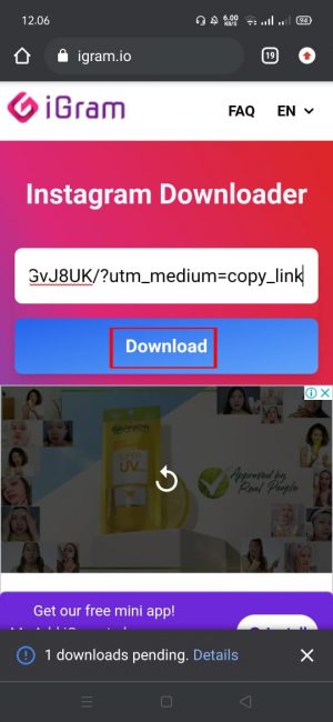 Cara Download Video Reels Instagram Ke Galeri HP 5 Klik dan pilih "download"
