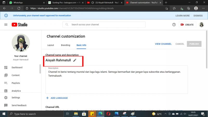 Cara Mengganti Nama Channel YouTube 4 Pilih dan klik "edit nama"