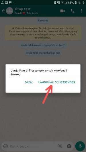 Opsi lanjutan ke Messenger Rooms