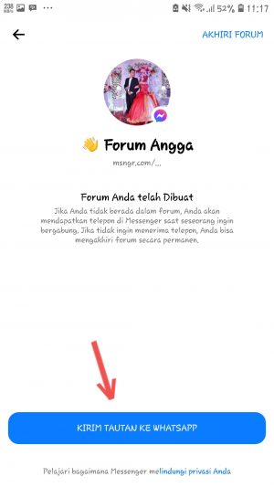 Buat tautan undangan Messenger Rooms