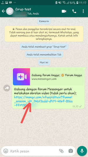 Tautan undangan Video Call Grup WhatsApp