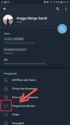 Pengaturan obrolan Telegram