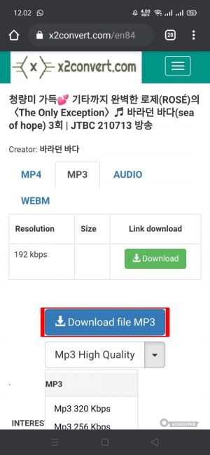 Pilih dan klik "download file mp3"