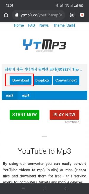 Cara download video dari Youtube menjadi MP3 tanpa aplikasi 5 Pilih dan klik "download"