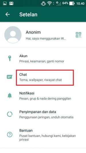 Tekan menu “Chat”.