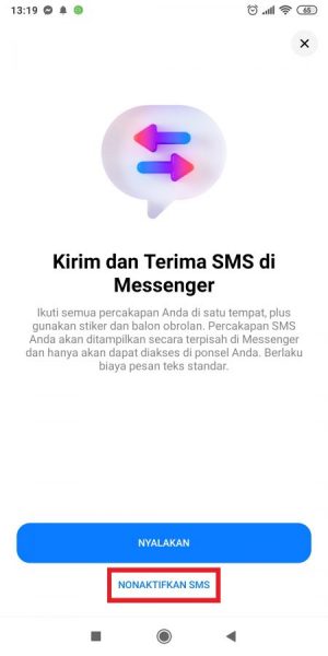 Cara mengatur SMS agar tidak masuk ke Messenger 7