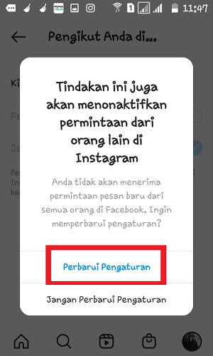 Tap "Perbarui Pengaturan". 