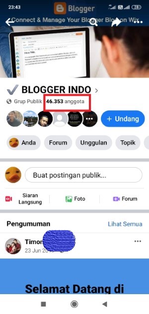 Masuk ke detail grup dengan klik jumlah anggota