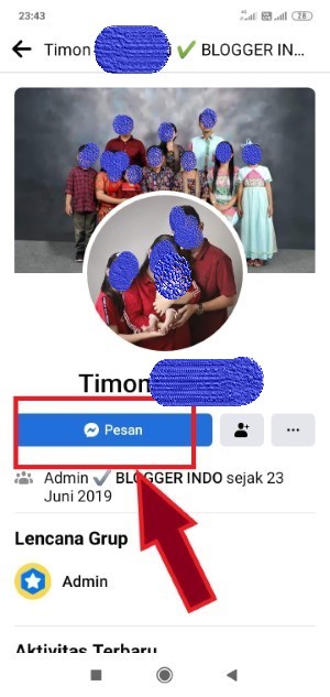 Mengirim pesan ke admin grup facebook