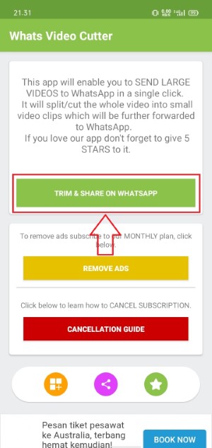 pilih menu trim & share on whatsapp