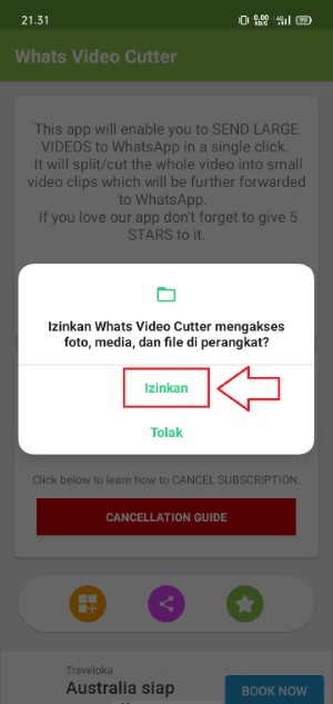 pilih opsi izinkan