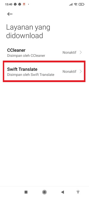 Tap “Swift Translate”.