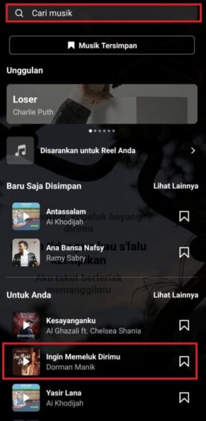 Pilih lagu sesuai keinginan