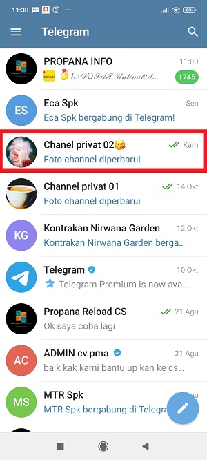 Tap salah satu channel milikmu.