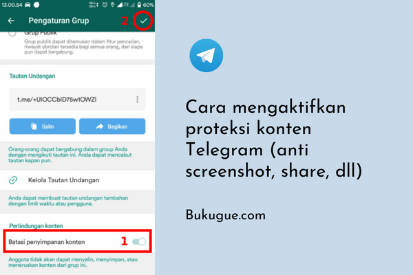 Cara mengaktifkan fitur Proteksi Konten di Telegram