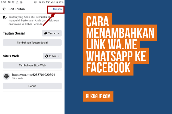 Cara Menambahkan Link WA.me WhatsApp ke Facebook