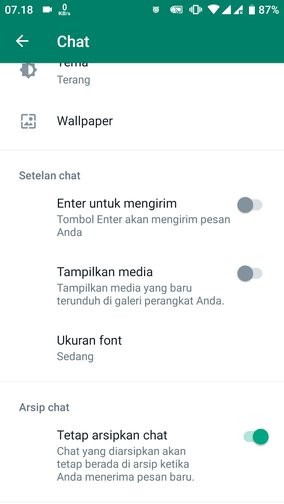 Cara Memindahkan menu Diarsipkan Keatas atau Kebawah di WhatsApp 5