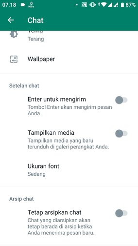 Cara Memindahkan menu Diarsipkan Keatas atau Kebawah di WhatsApp 7
