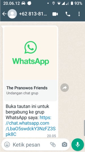 Undangan join grup Whatsapp yang sudah mengaktifkan fitur "Setujui Peserta Baru" akan tetap sama dengan yang tidak mengaktifkan.