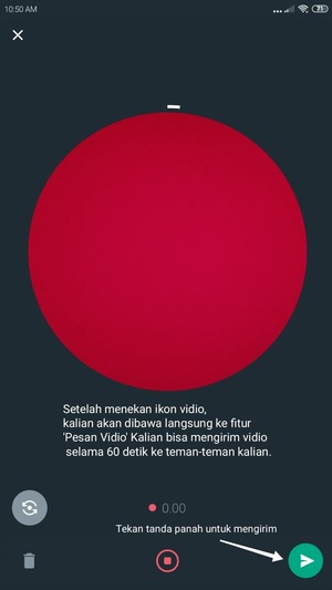 Jika sudah merekam, tap ikon 'Kirim'.