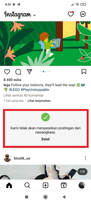  Instagram tidak akan lagi merekomendasikan postingan dari akun tersebut. 