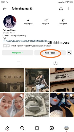 ampilan akun instagram