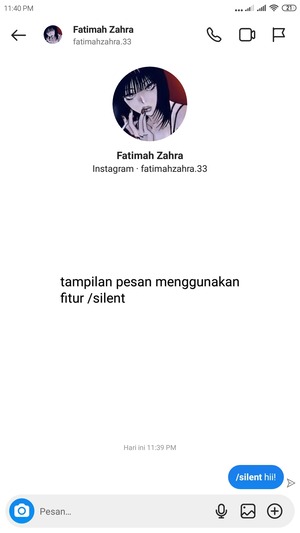 tampilan fitur /silent di instagram