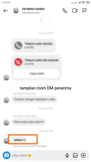 tampilan room dm penerima