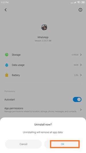 tampilan menu pengaturan aplikasi whatsapp