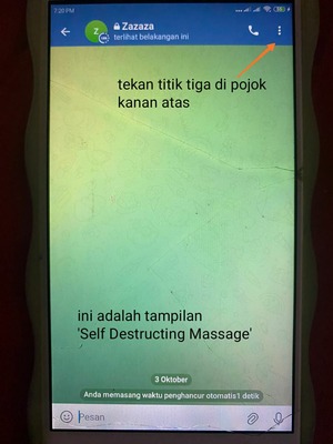 tampilan fitur self destructing massage di telegram