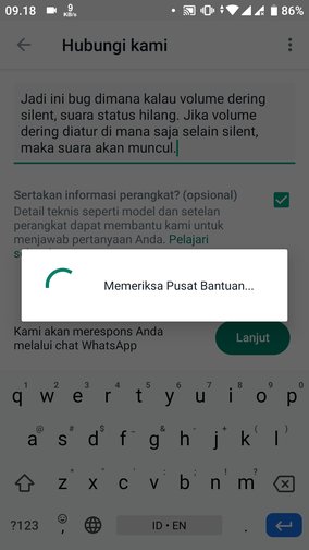 WhatsApp memproses isi laporan