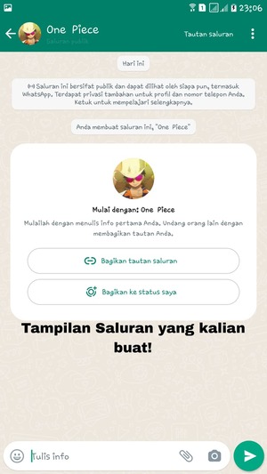 tampilan saluran yang telah kalian buat