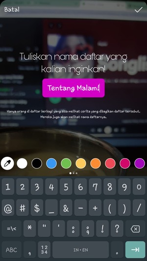 Tuliskan ‘Nama Daftar’ sesuai keinginan kalian. klik tanda centang di pojok kanan atas untuk melanjutkan.