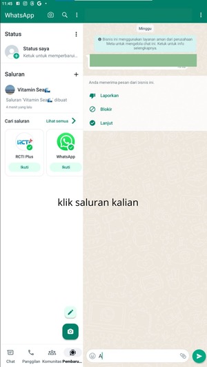 lalu tekan Saluran milik kalian.