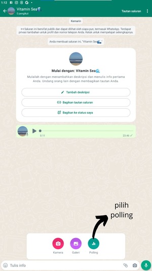 Pilih ’Polling’ untuk membuat poling atau jajak pendapat.