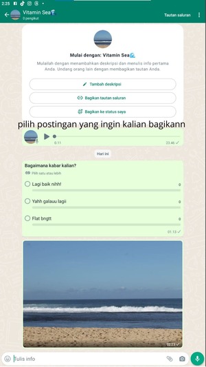 Pilih postingan Saluran yang ingin kalian bagikan.